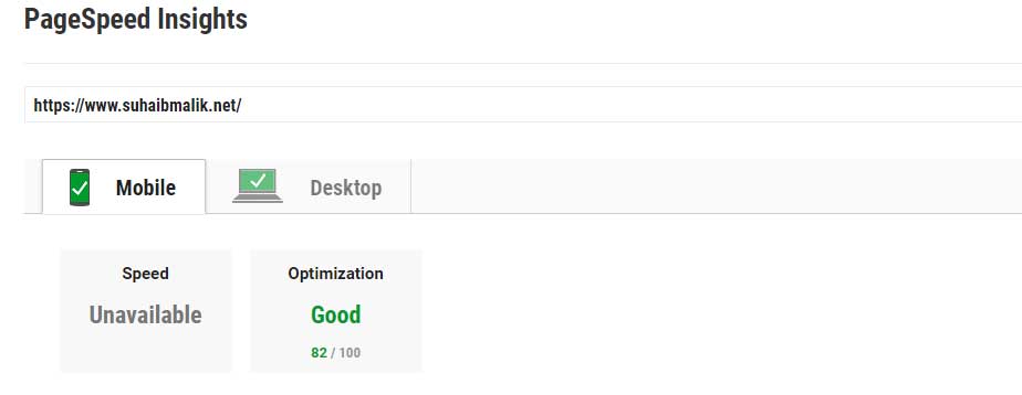 Google PageSpeed Insights Mobile Report